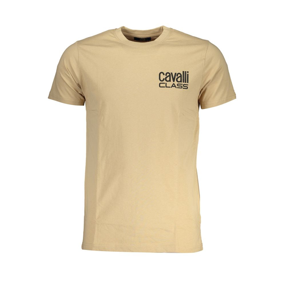 Cavalli Class Beige Cotton Men T-Shirt