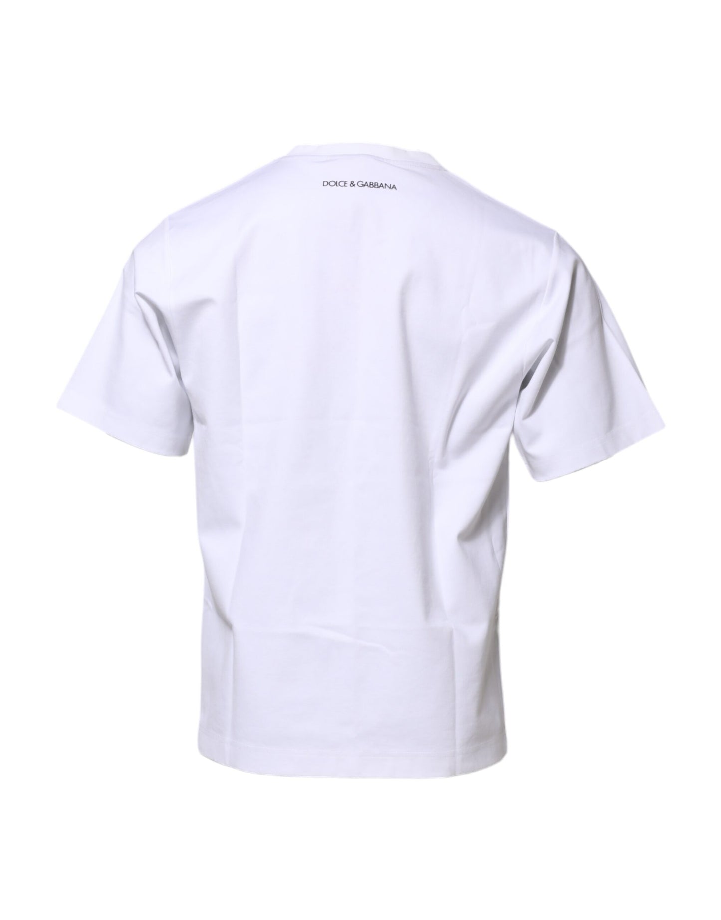 تي شيرت دولتشي آند غابانا أبيض من القطن بياقة دائرية وطبعة جرافيكية