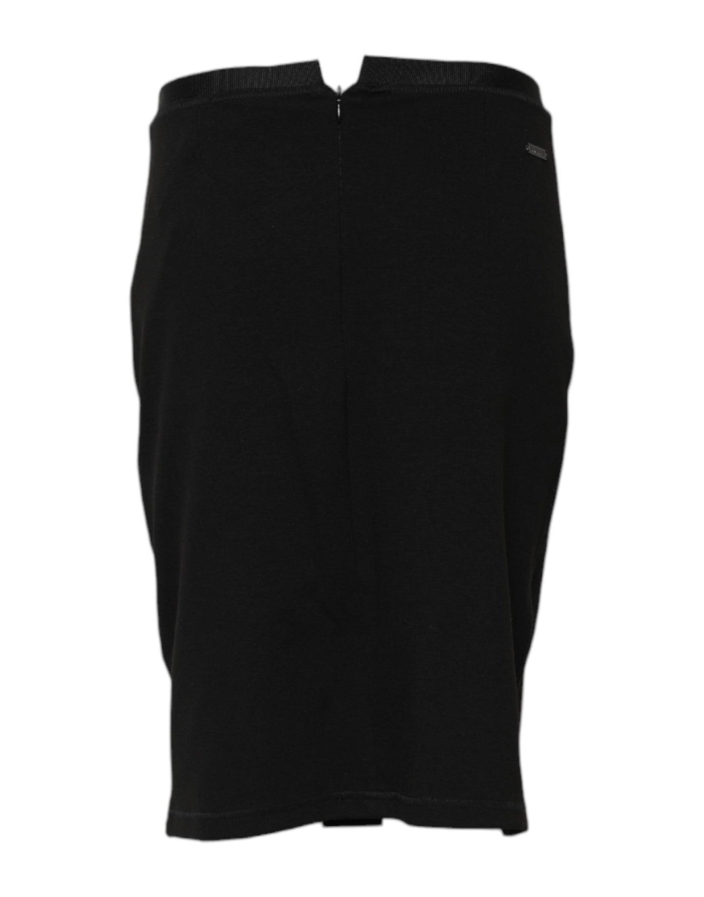 GF Ferre Black Polyester Pencil Cut Knee Length Skirt