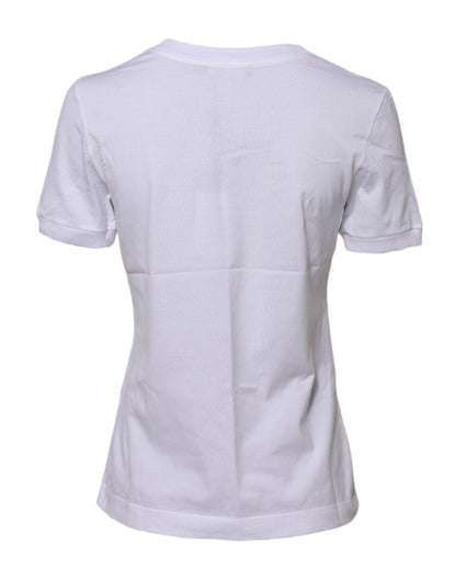 Dolce & Gabbana White Cotton Round Neck Short Sleeves T-shirt