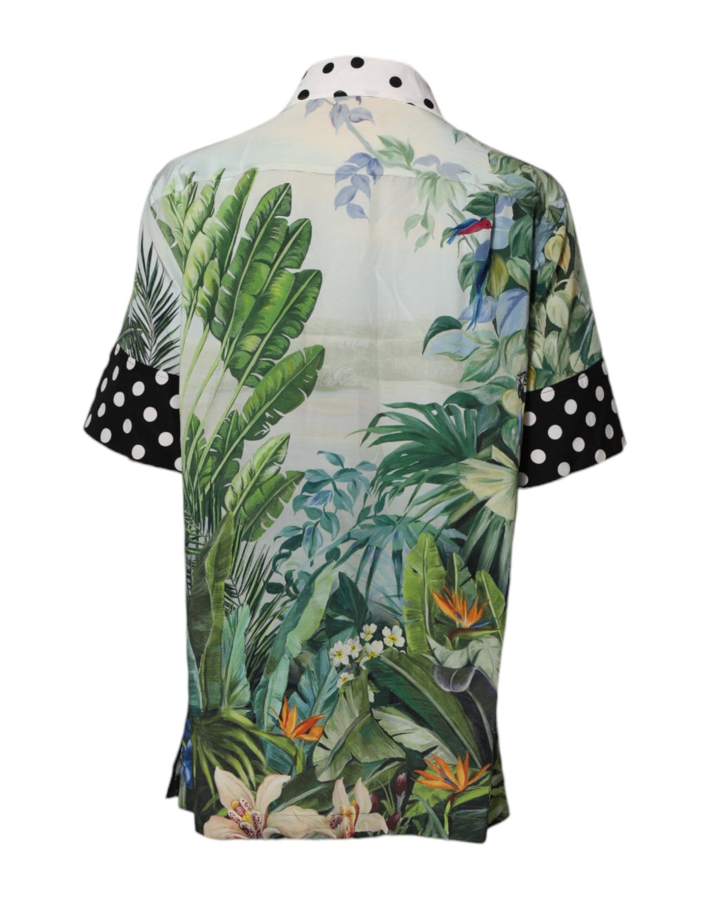 قميص دولتشي آند غابانا متعدد الألوان من الحرير المطبوع بياقة