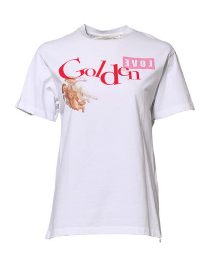 Golden Goose White Printed Round Neck T-shirt