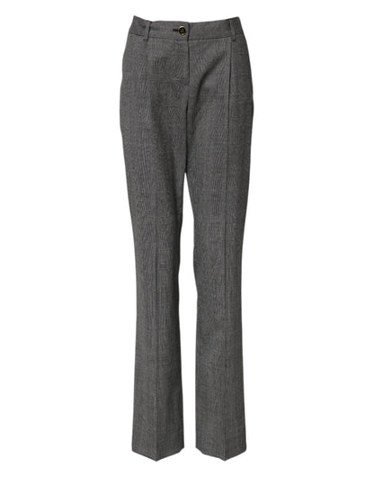 Dolce & Gabbana Gray Checkered High Waist Flared Pants