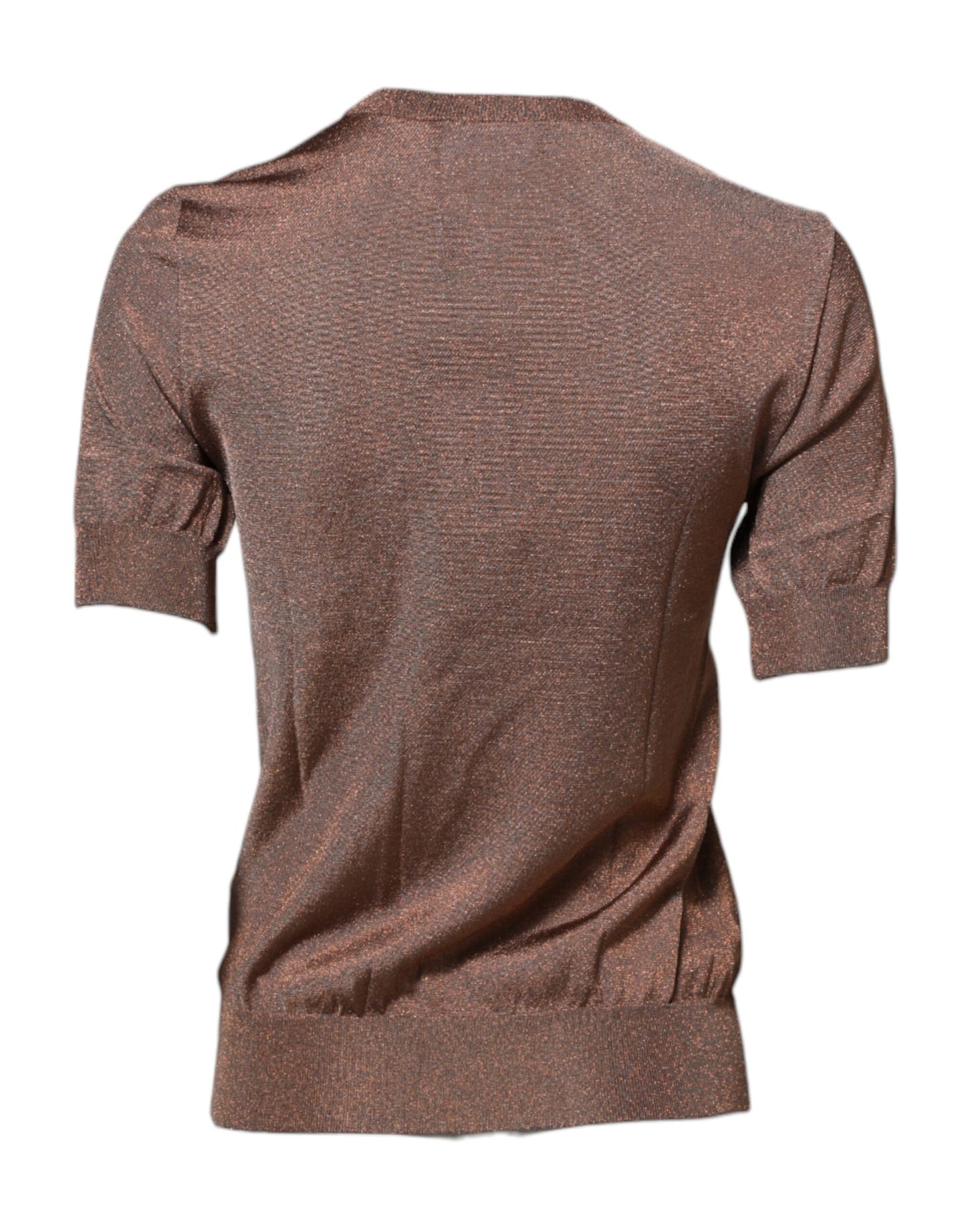 بلوزة دولتشي آند غابانا بنية اللون مزينة بزهرة الزنبق وياقة مستديرة