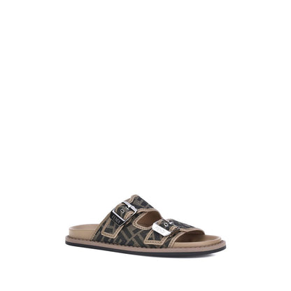 Fendi Brown Calf Leather Bos Taurus Flat Sandals