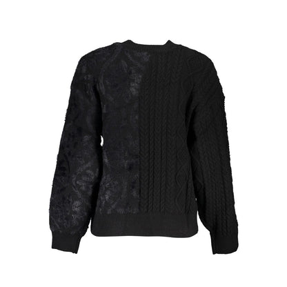 Desigual Black Cotton Women Sweater with Turtleneck