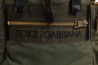 Dolce & Gabbana Military Green Patchwork Rucksack Backpack Bag