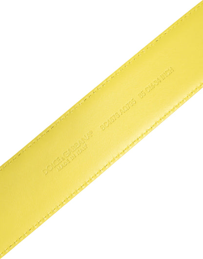 حزام دولتشي آند غابانا الكلاسيكي الأصفر والأخضر بشعار معدني