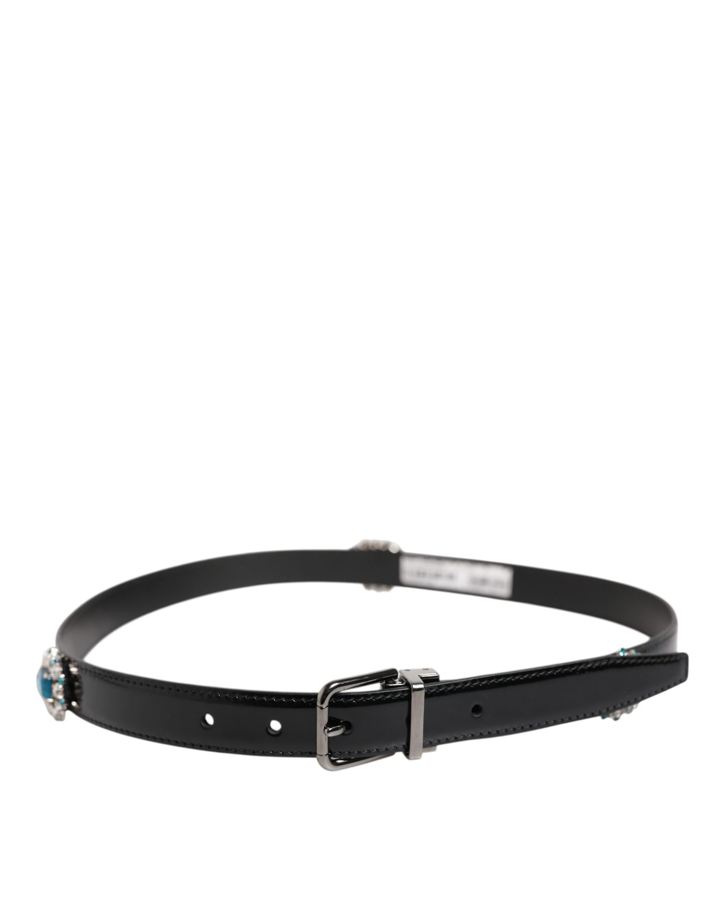 Dolce & Gabbana Black Embellished Metal Logo Buckle Belt