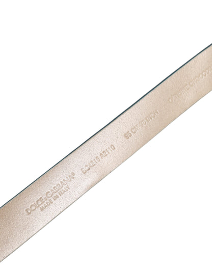 حزام دولتشي آند غابانا الكلاسيكي المصنوع من الجلد الأزرق مع مشبك معدني ذهبي