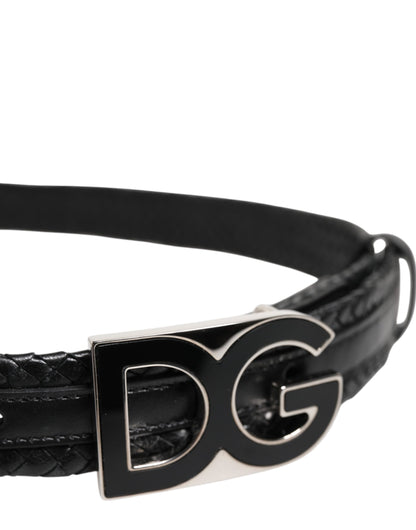 Dolce & Gabbana Black Classic Leather DG Logo Buckle Belt