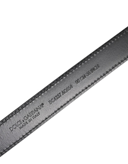 حزام دولتشي آند غابانا أسود أحمر بنقشة جلد النمر ومشبك معدني فضي