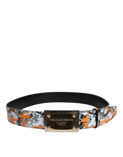 Dolce & Gabbana Multicolor Camouflage Metal Logo Buckle Belt