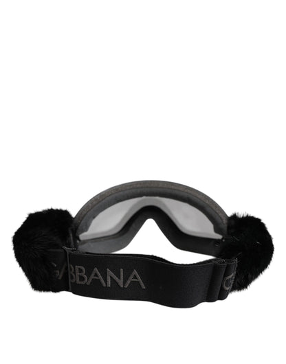 Dolce & Gabbana Black Bi0759 Lace Mirrored Ski Goggles Mask Sunglasses