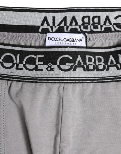 Dolce & Gabbana Gray Cotton Stretch Regular Boxer Underwear