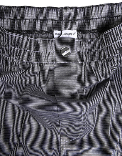 Dolce & Gabbana Gray Striped Cotton Regular Boxer Underwear