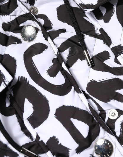 Dolce & Gabbana White DG Mania Hooded Sleeveless Puffer Jacket