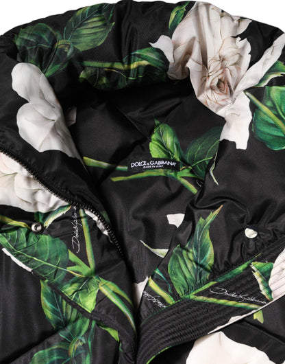 جاكيت دولتشي آند غابانا أسود منفوخ ومبطن بطبعة زهور