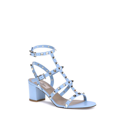 Valentino Garavani Blue Calf Leather Bos Taurus Strap-On Sandals