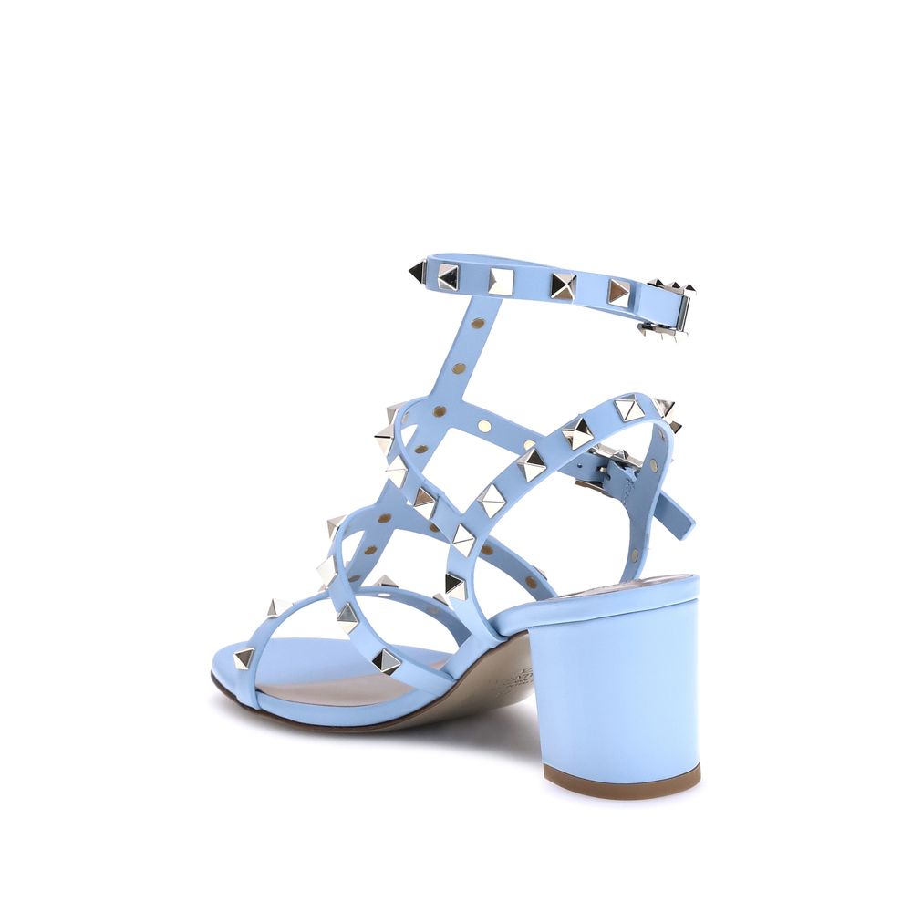 Valentino Garavani Blue Calf Leather Bos Taurus Strap-On Sandals
