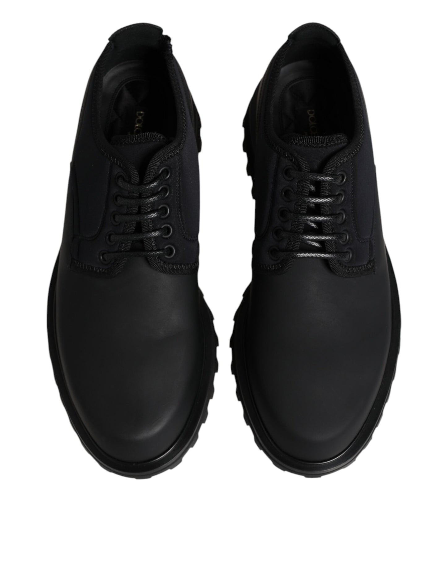 Dolce & Gabbana Black Leather Lace Up Trekking Dress Shoes