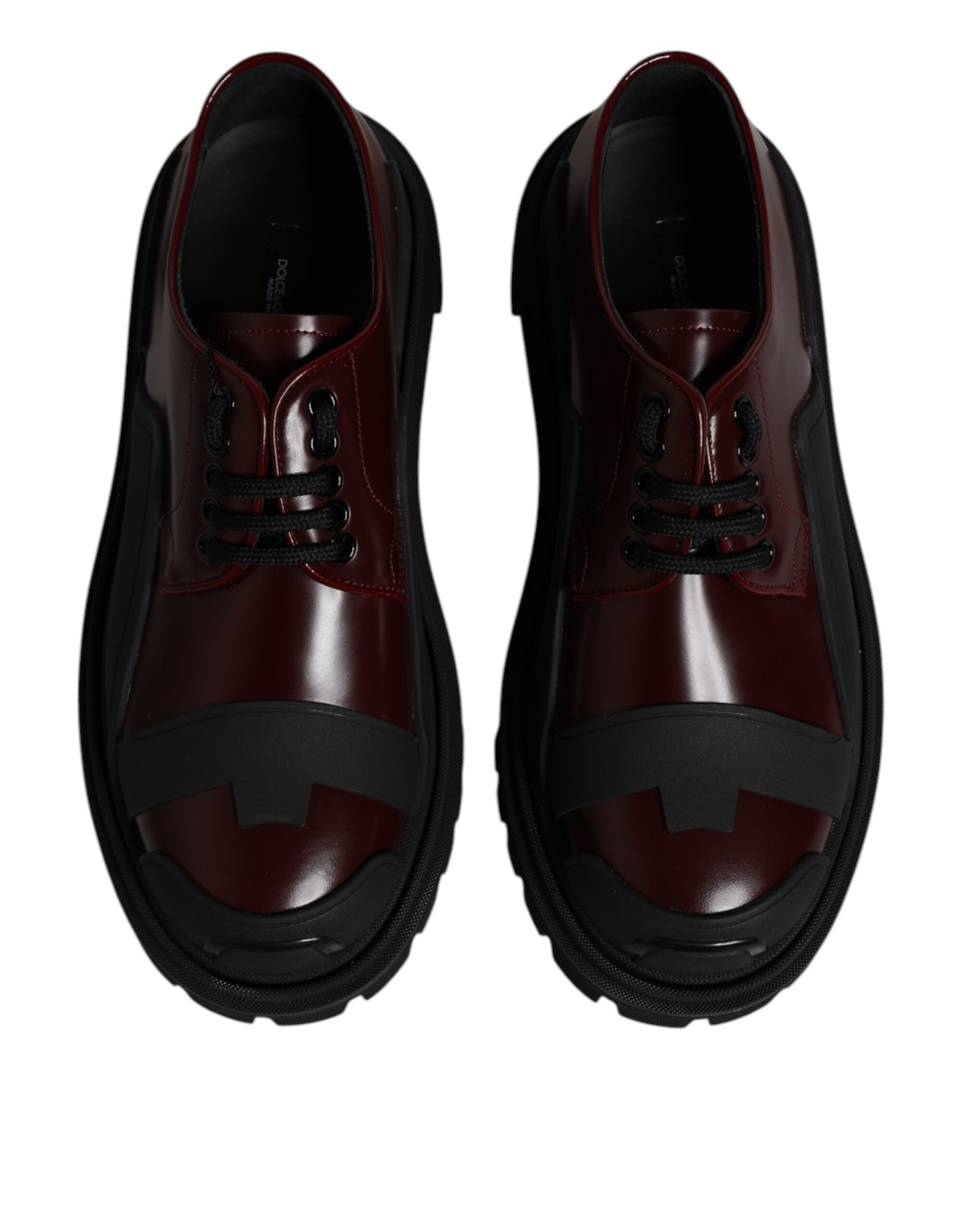 Dolce & Gabbana Red Leather Lace Up Trekking Dress Shoes