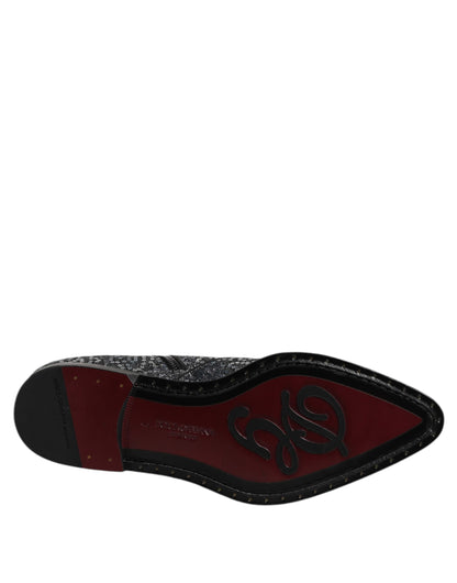 حذاء تشيلسي من دولتشي آند غابانا، رمادي داكن، من القطن، مزين بالترتر