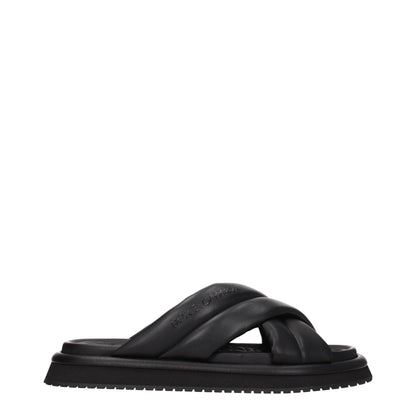 Dolce & Gabbana Black Leather Slippers