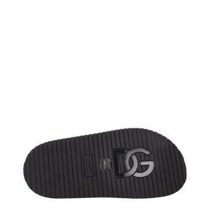Dolce & Gabbana Black Leather Slippers