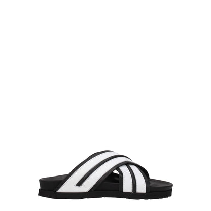 Palm Angels White Leather Slippers