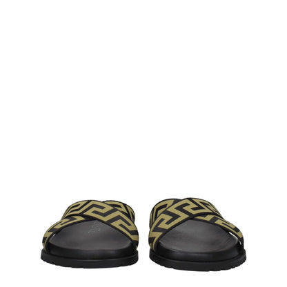 Versace Black Fabric Slippers