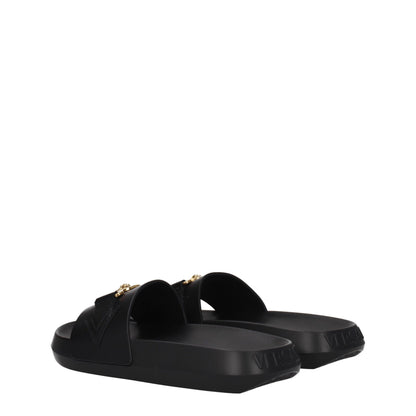 Versace Black Leather Slippers