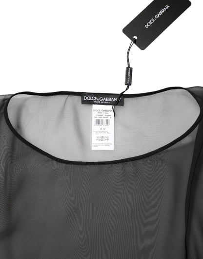 بلوزة دولتشي آند غابانا سوداء شفافة من الحرير والشيفون والدانتيل