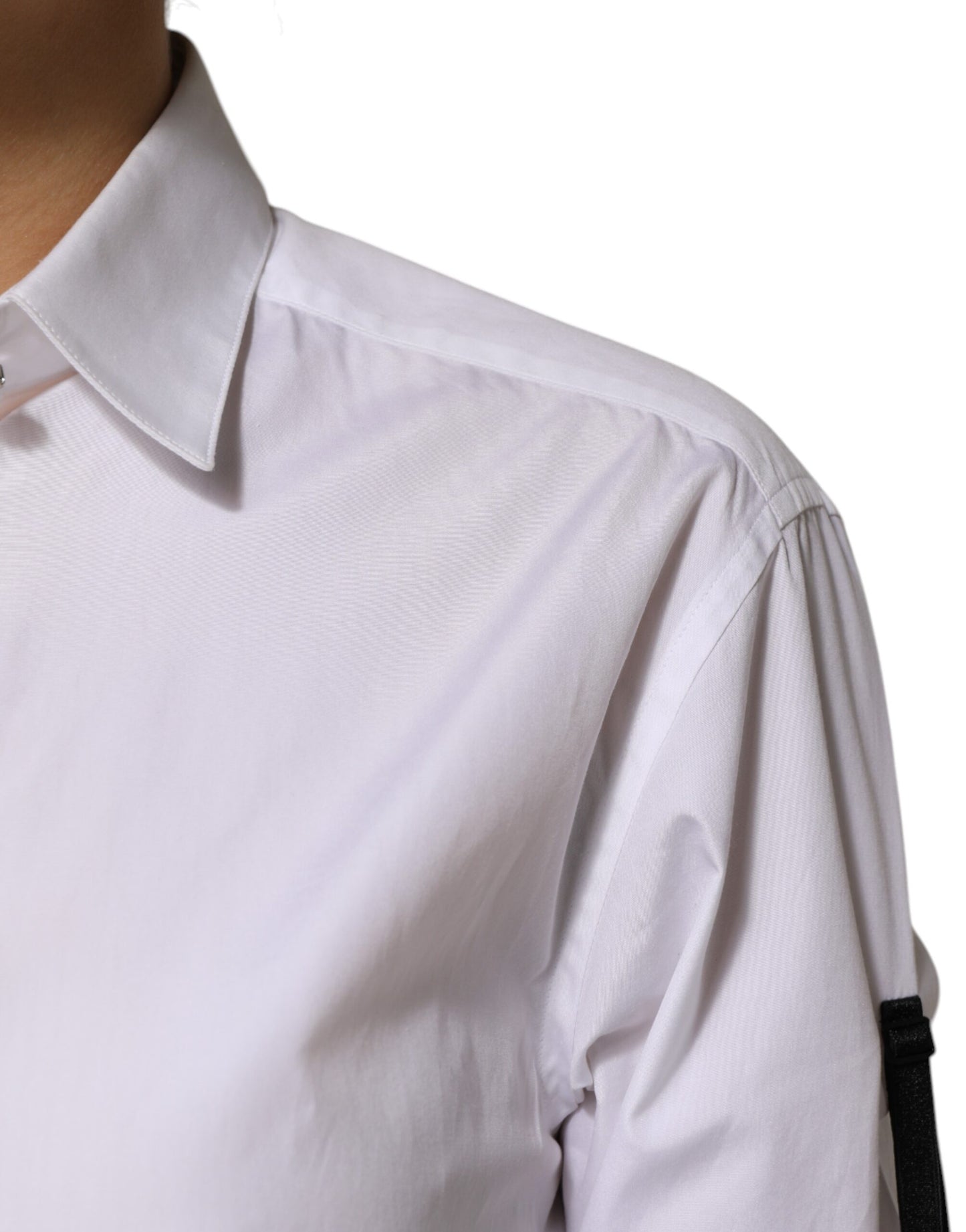 قميص دولتشي آند غابانا أبيض مزين بالكريستال بياقة