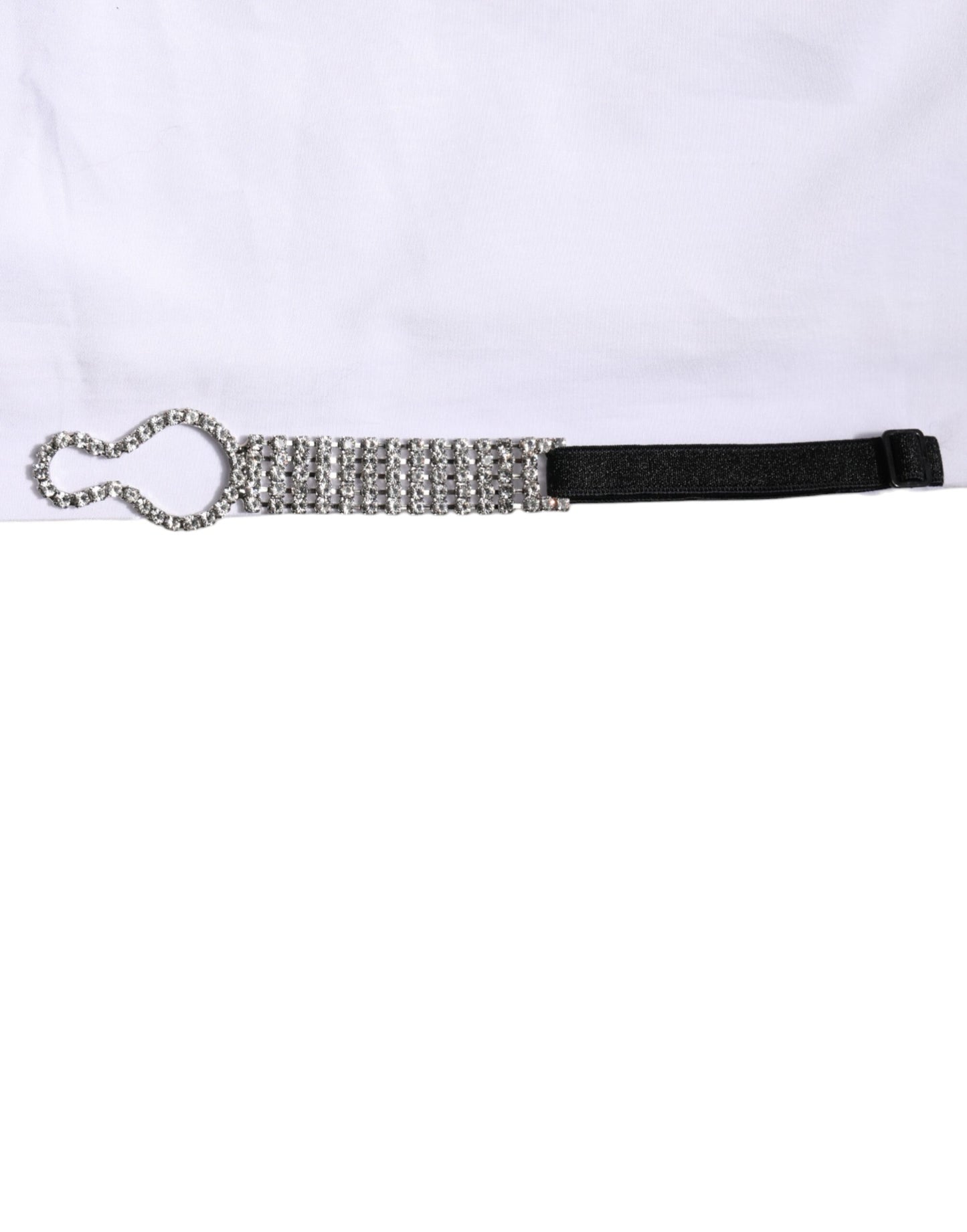 قميص دولتشي آند غابانا أبيض مزين بالكريستال بياقة