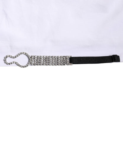 قميص دولتشي آند غابانا أبيض مزين بالكريستال بياقة