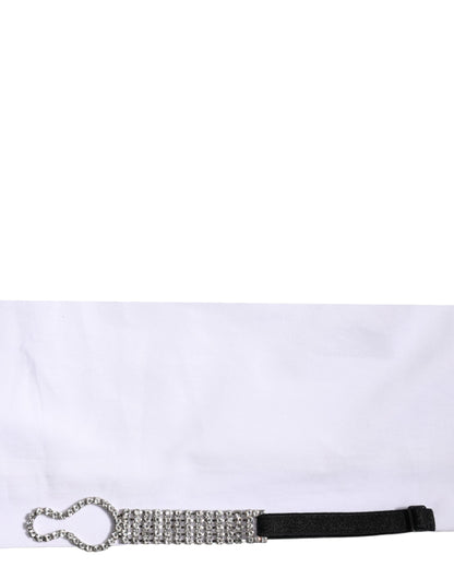 قميص دولتشي آند غابانا أبيض مزين بالكريستال بياقة