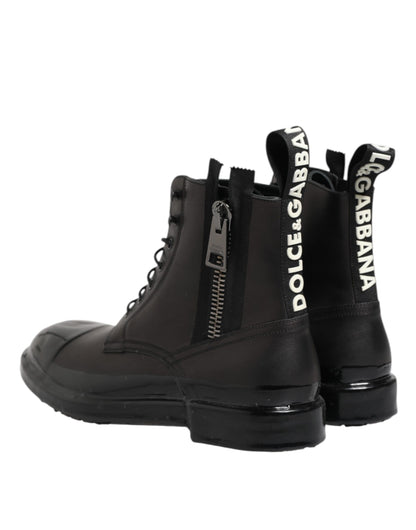 حذاء رجالي طويل حتى منتصف الساق من دولتشي آند غابانا، بني، أسود، برباط