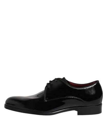 Dolce & Gabbana Black Leather Lace Up Men Derby Formal Shoes