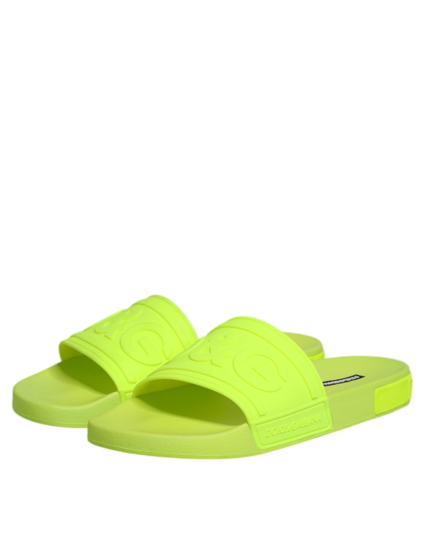 Dolce & Gabbana Green Rubber Slides Sandals Beachwear Shoes