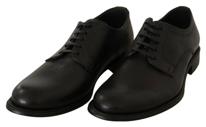 Dolce & Gabbana Black Lace Up Leather Men Formal Derby Shoes
