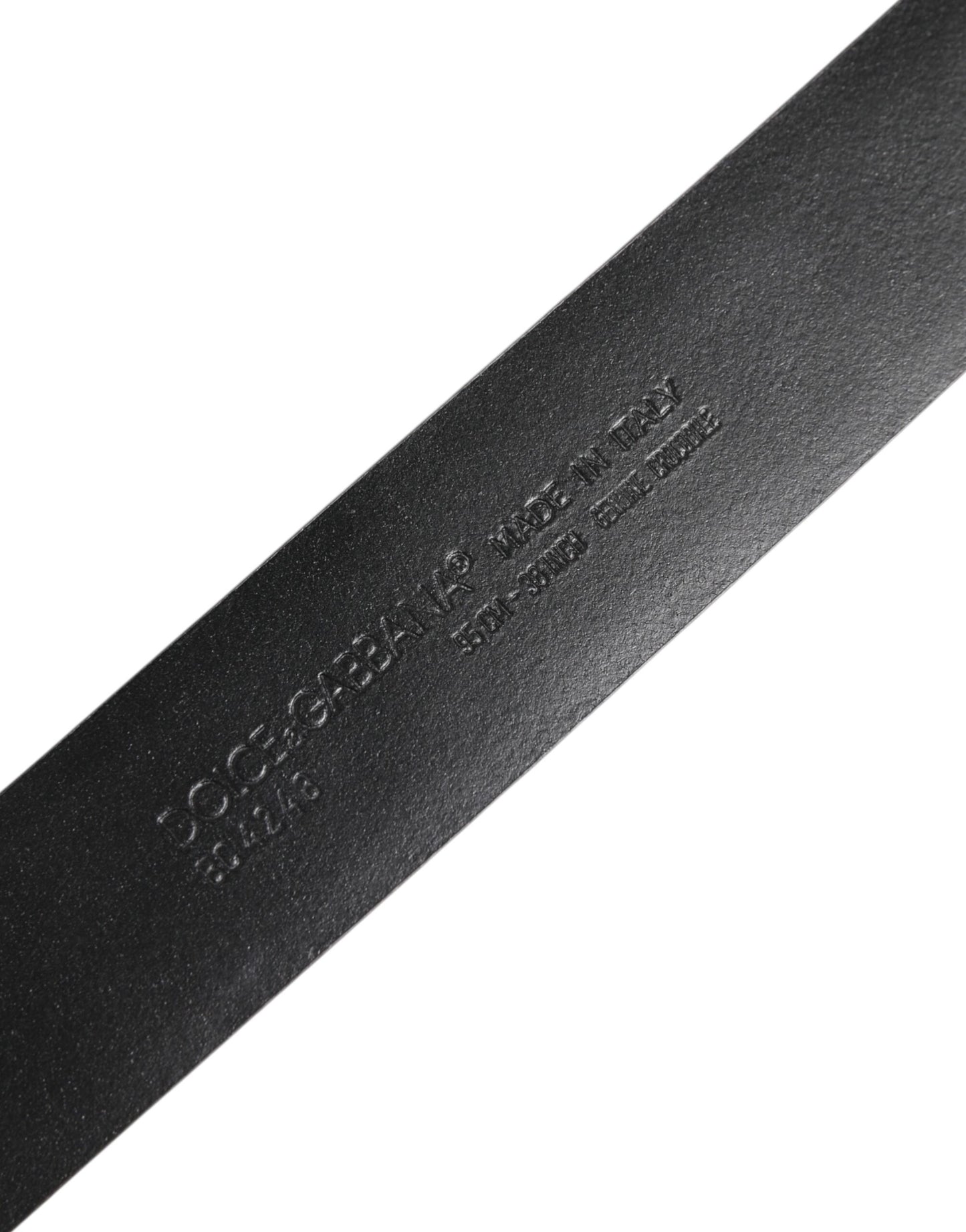 حزام دولتشي آند غابانا من الجلد الأسود الفاخر مع مشبك وشعار DG