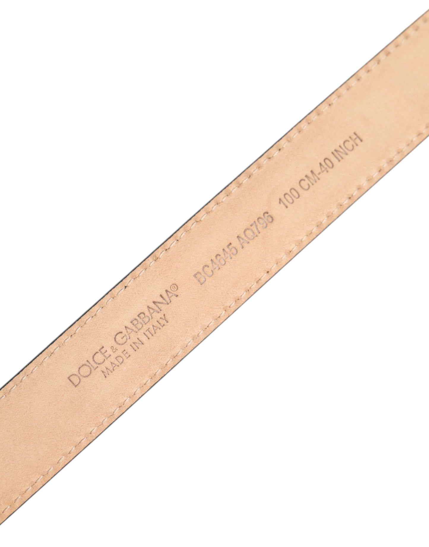 حزام دولتشي آند غابانا من الجلد المعدني باللون الفضي مع مشبك شعار