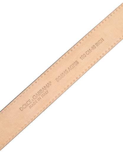 حزام دولتشي آند غابانا من الجلد المعدني باللون الفضي مع مشبك شعار