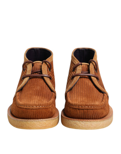 Dolce & Gabbana Brown Suede Nubuck Leather Desert Ankle Boots Shoes