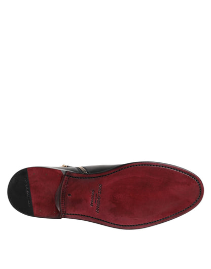 حذاء تشيلسي أسود من الجلد من دولتشي آند غابانا بارتفاع متوسط