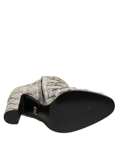 حذاء دولتشي آند غابانا بكعب عالٍ من الجلد باللون الأبيض العاجي