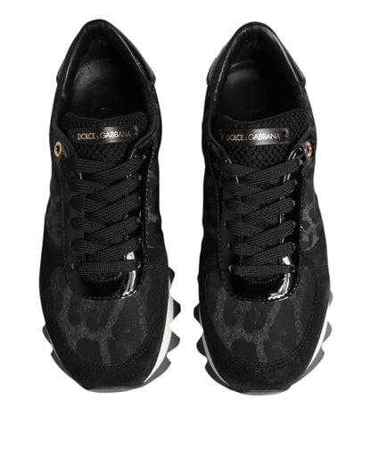 Dolce & Gabbana Black Gray Leopard Low Top Sneakers Shoes
