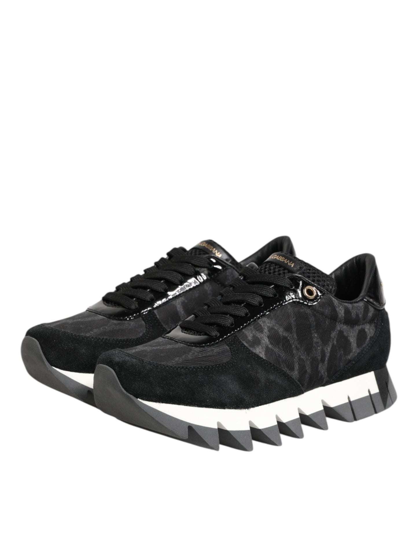 Dolce & Gabbana Black Gray Leopard Low Top Sneakers Shoes