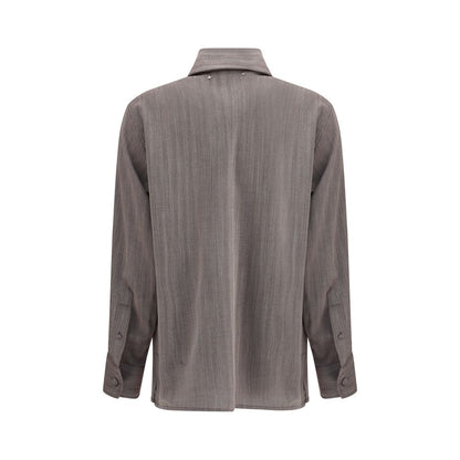 Golden Goose Brown Fleece Wool Dress Shirt